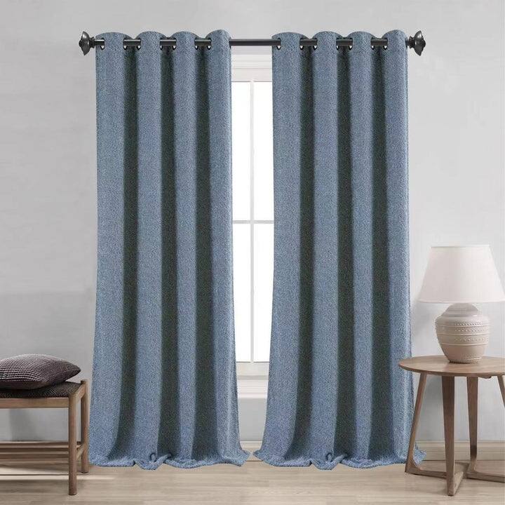 Boucle Textured Grommet Window Curtain Panel, 54x84 Inches - Blue