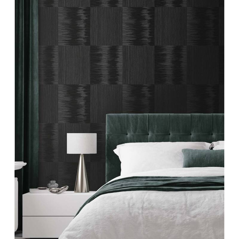 Seabrook Designs Ginza Stria Squares Non-Woven Unpasted Wallpaper