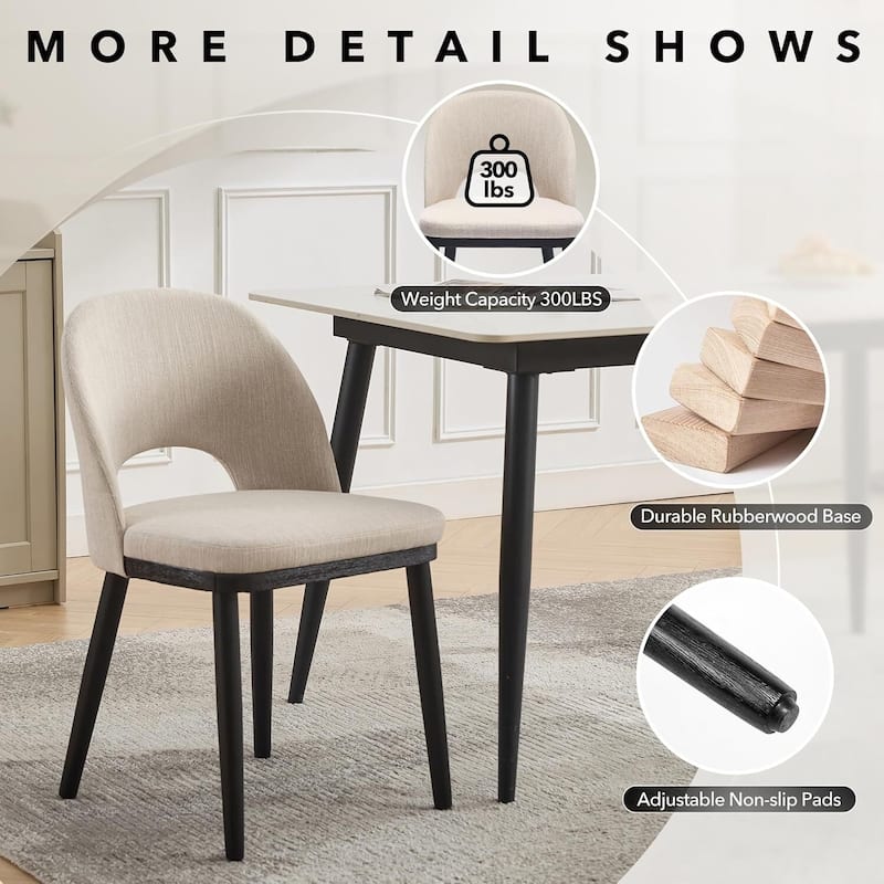 Set of 2 Comfortable Upholstered Kitchen Dining Chairs for Kitchen Restaurant