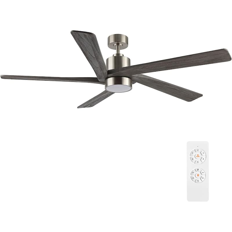 54 in. Brushed Nickel Aero Blade Ceiling Fan with LED Light and Remote - Brushed Nickel - 54"D x 54"W x 21"H