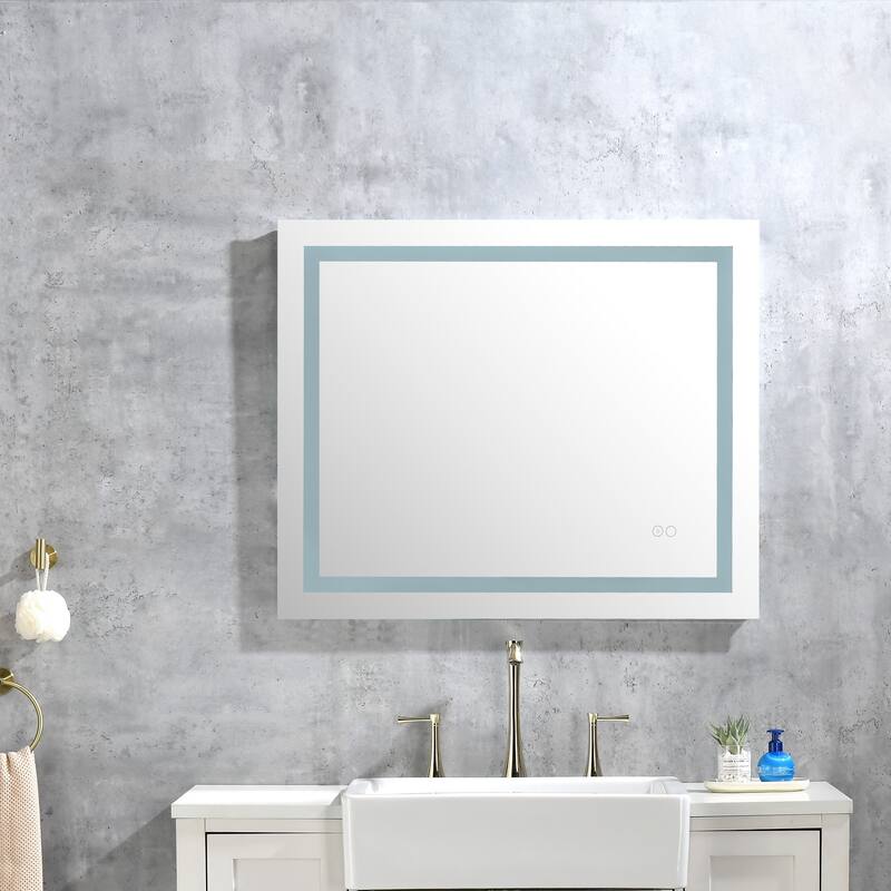 LED Backlit Frameless Bathroom Vanity Mirror with Anti-fog