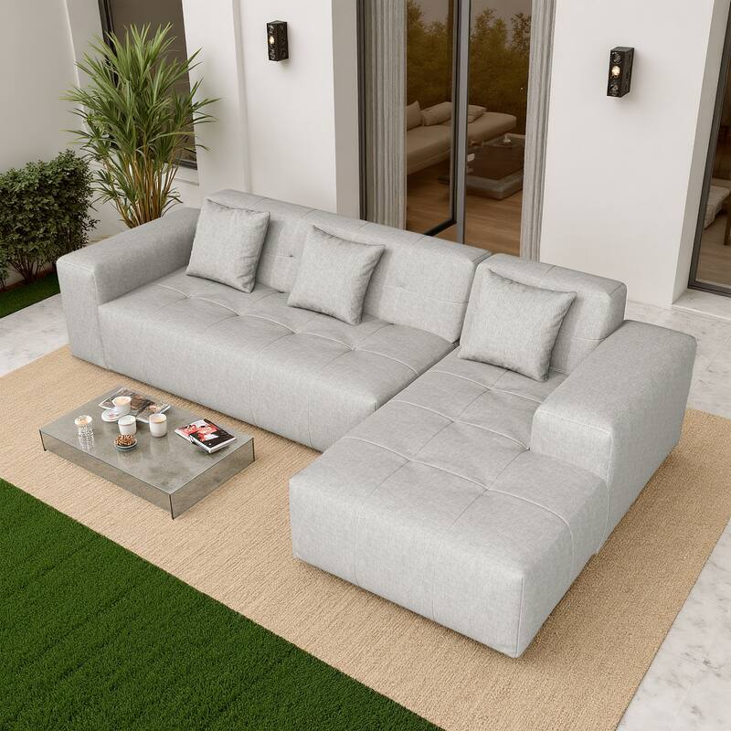 Outdoor No Assembly Patio Sofa with Chaise