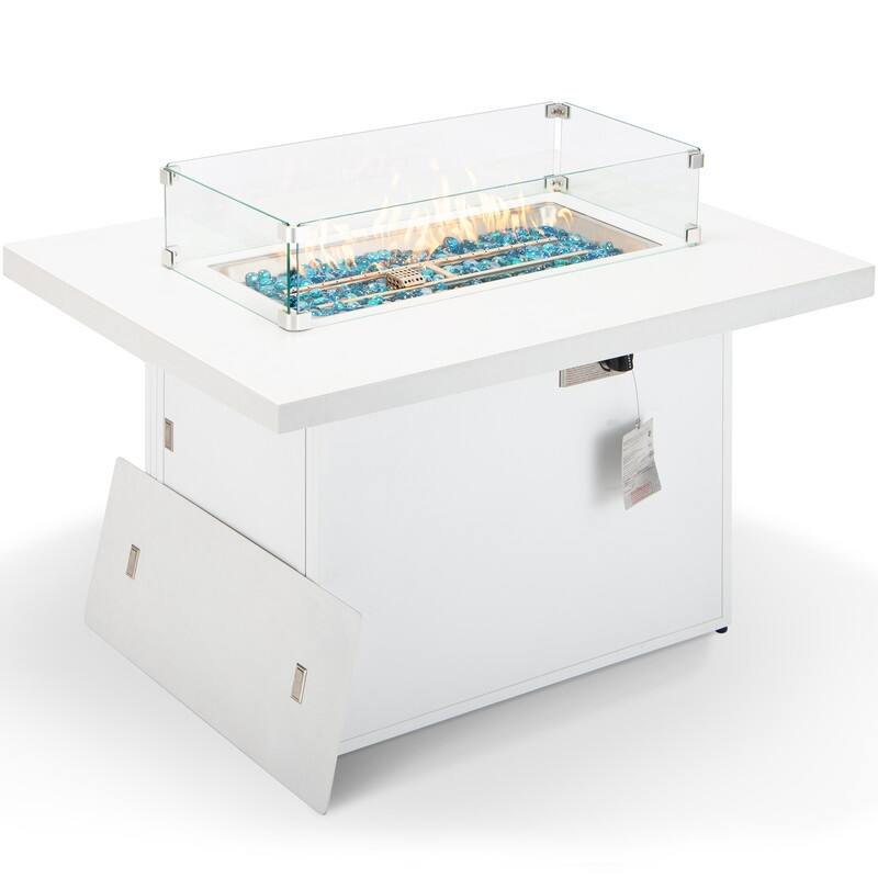 FINCATI 43" Aluminum Outdoor Fire Pit Table, CSA-certified 60,000 BTU Patio Coffee Table Fireplace, Extra Large Firepit