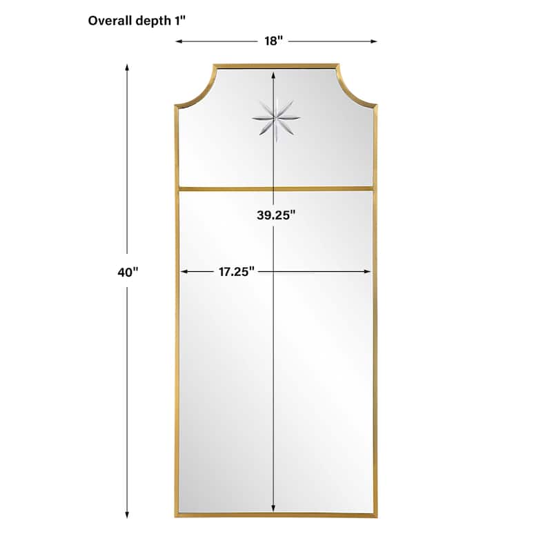 Stainless Steel Framed Wall Mirror - 40" - Brass Finish