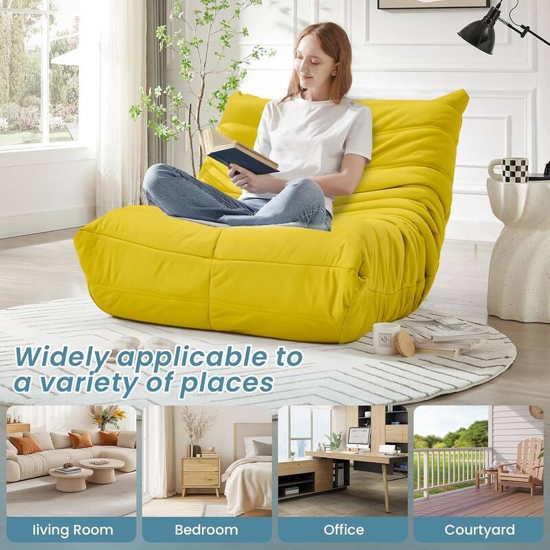 EROMMY Bean Bag Chair Togo Sofa - 28D Memory Foam Floor Chair for Adults & Kids, Lightweight Faux Leather Lounger in 5 Colors