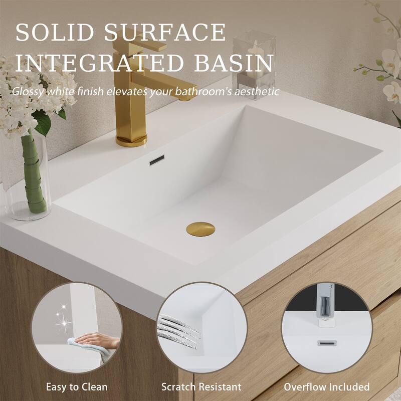 24"/30"/36"Wall Mounted Bathroom Vanity w/ Sink and Soft Close Drawers