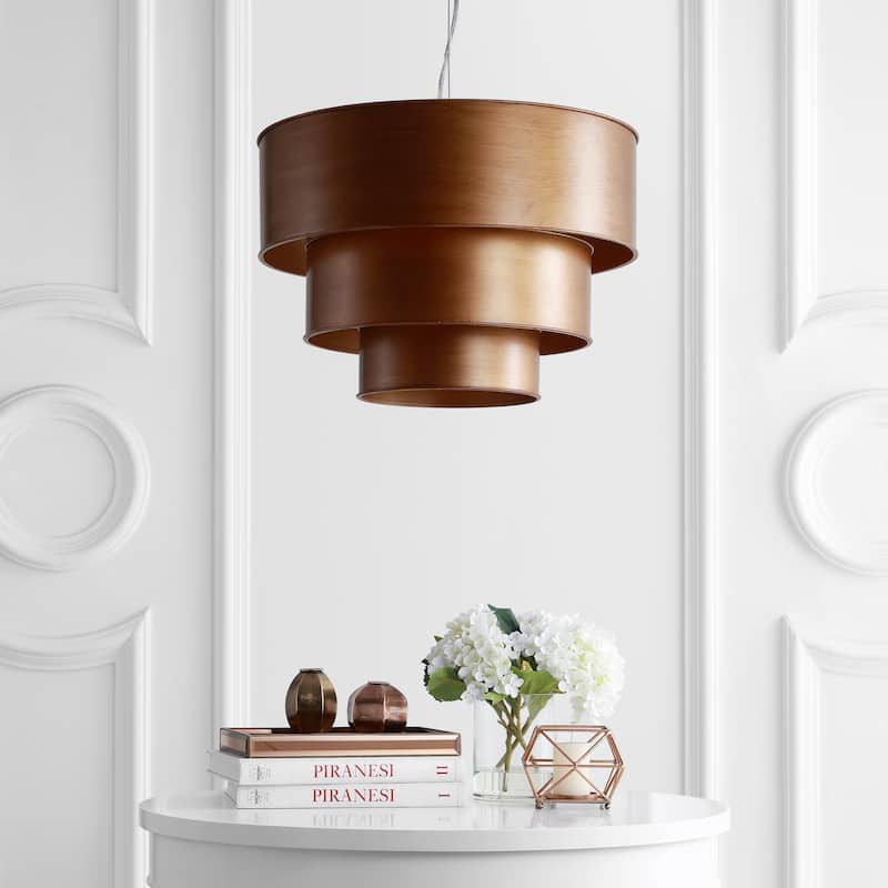 Eleanor 21" 3-Tier Metal LED Pendant, Gold by JONATHAN Y