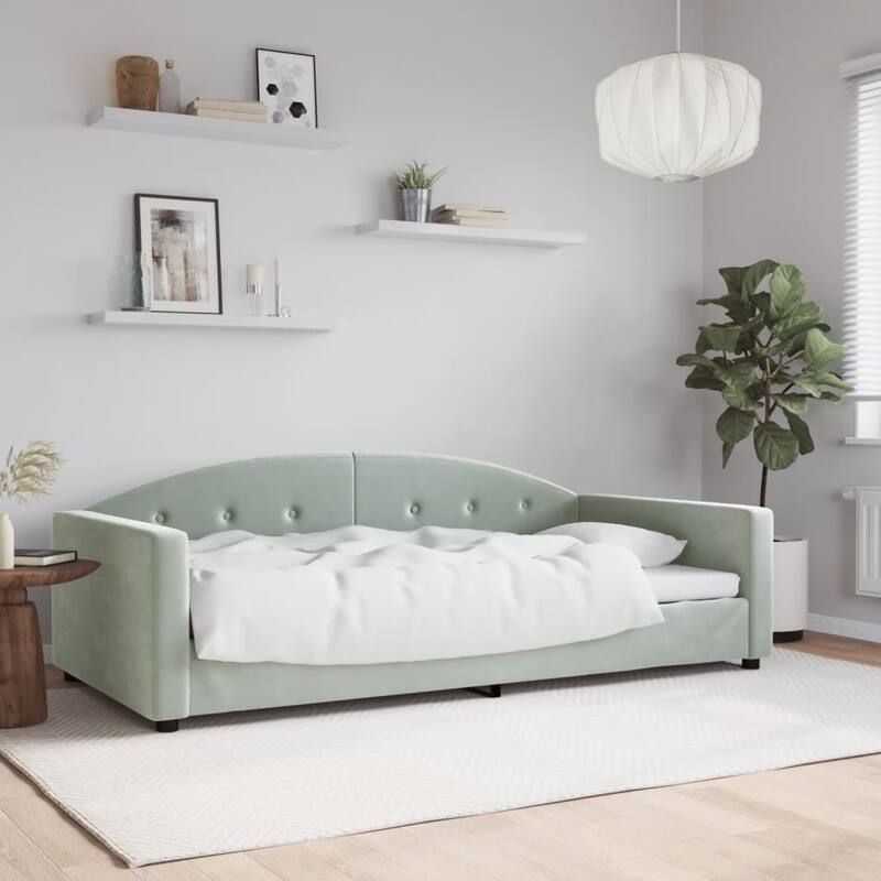 vidaXL Day Bed Upholstered Sofa Bed Daybed for Bedroom Living Room Velvet - Light gray