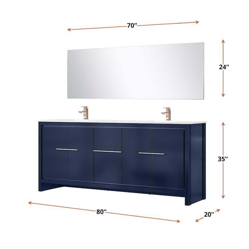 Lafarre Bath Vanity with Quartz Top, Sink, Mirror and Rose Gold Faucet