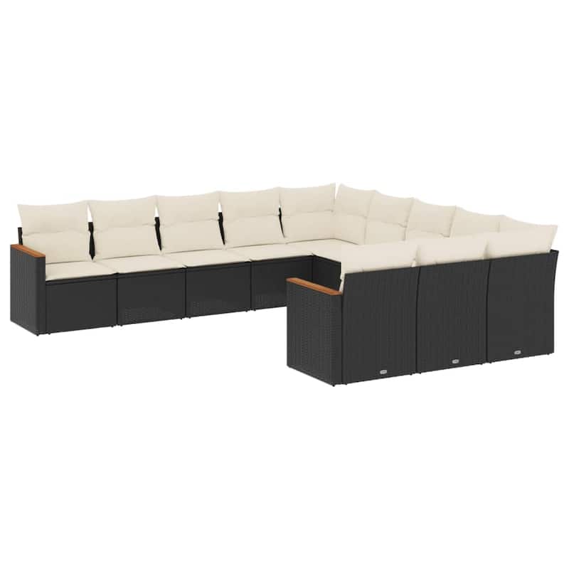 vidaXL Patio Sofa Set with Cushions Outdoor Conversation Furniture Poly Rattan