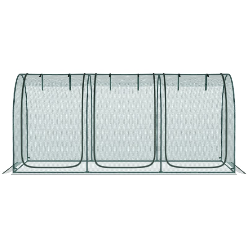 Outsunny 9' x 4' Crop Cage, Plant Protection Tent with Three Zippered Doors, Storage Bag and 6 Ground Stakes