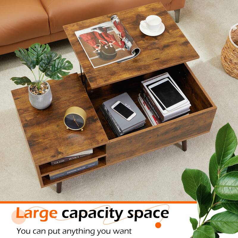 39.4 Inch Wooden Lift Top Coffee Table