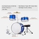 preview thumbnail 14 of 12, Kids Drum Set, 3-Piece, 14 in Beginner Drum Set with Adjustable Throne Cymbal Pedal Two Pairs of Drumsticks - 14 in