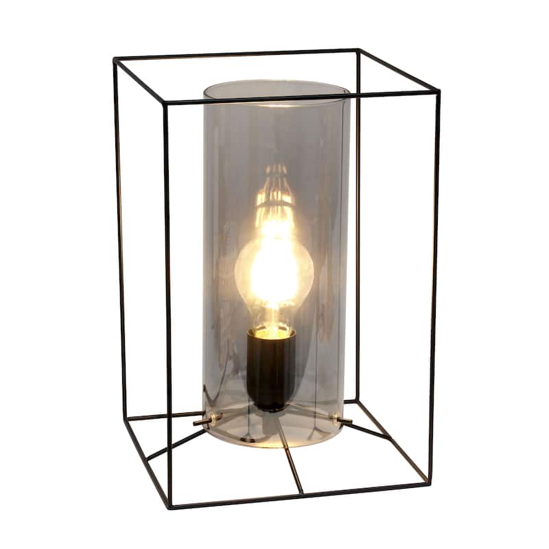 Lalia Home Framed Table Lamp with Clear Cylinder Glass Shade