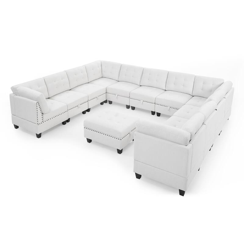 12Piece UShaped Modular Sectional Sofa with Bonus Storage Bed Bath