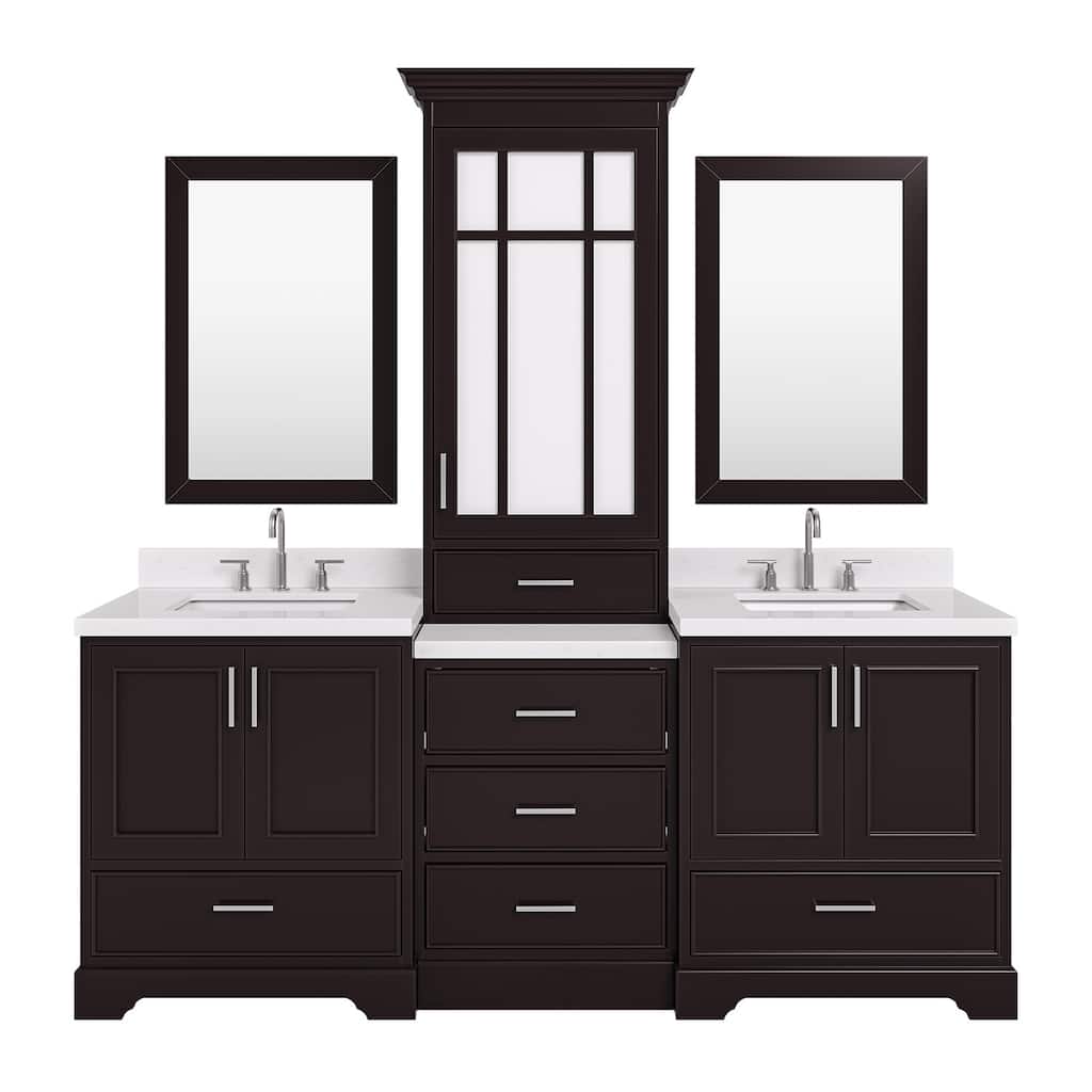 Ariel M085DCQR Stafford 84" Free Standing Double Basin Vanity Set with