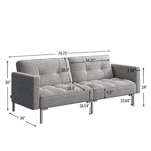 Modern Convertible Linen Upholstered Folding Sofa Bed - Bed Bath & Beyond - 36654325