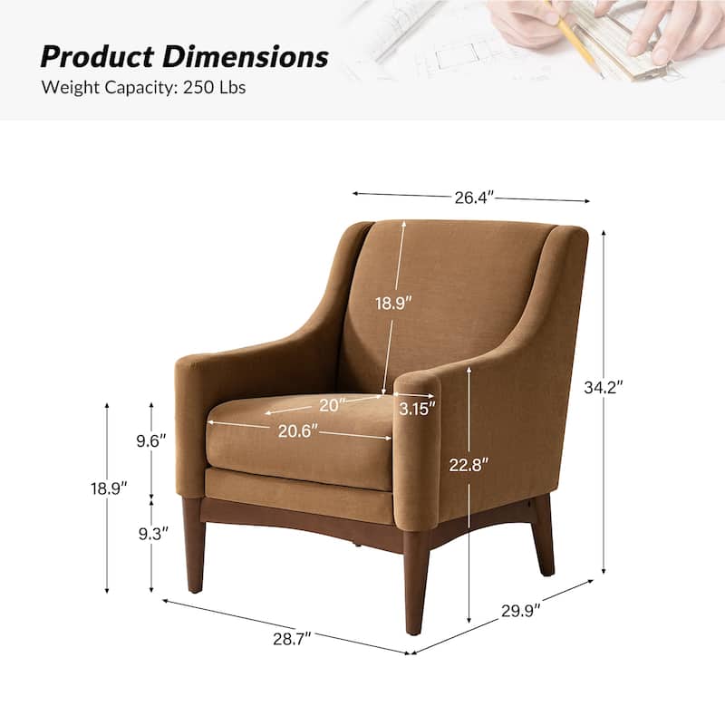Francis Mid-Century Modern Living Room Armchair with Recessed Arms Arms by HULALA HOME