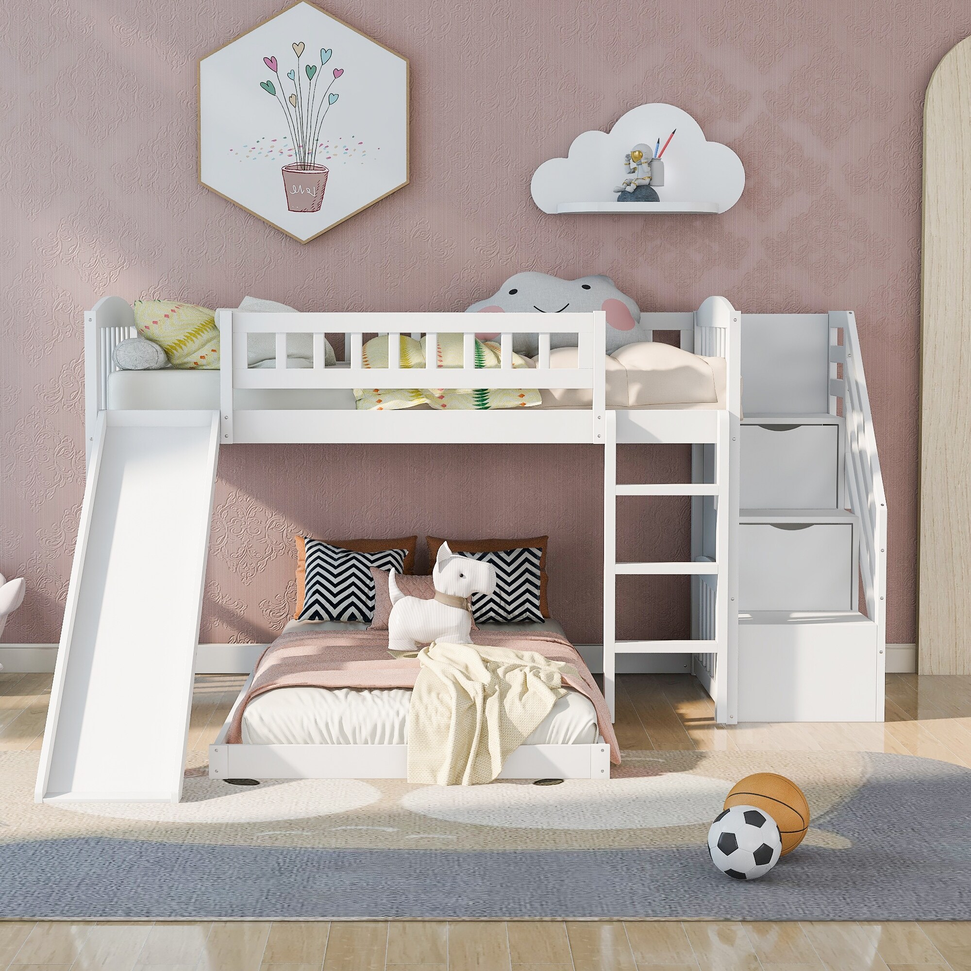 Kids bedroom sets with slide discount
