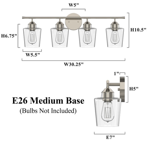KAWOTI 4-Light Dimmable Metal Bathroom Vanity Light with