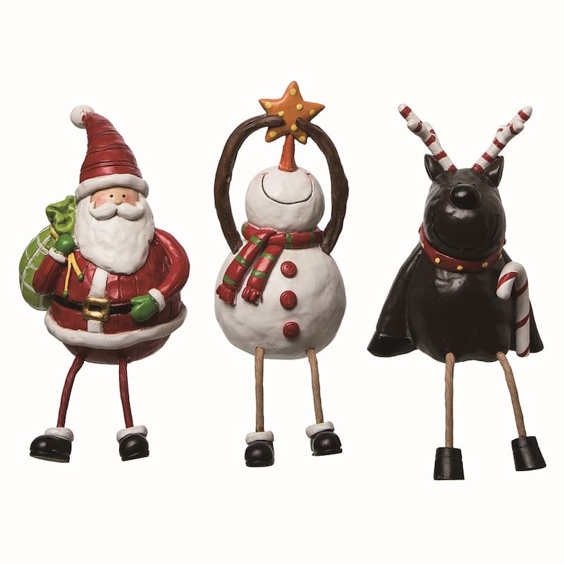 Transpac Christmas Resin Love Peace Shelf Sitter Set of 3 Christmas Home Decorations