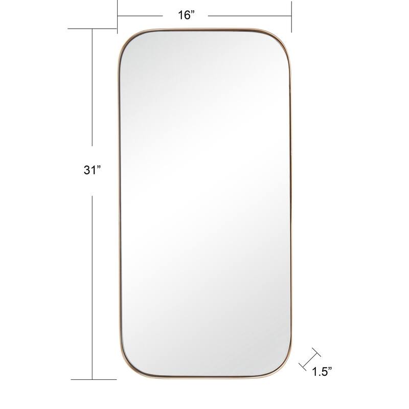 Minimalist Mirror - Curved Edge Rectangle Mirror - Gold Frame