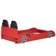 preview thumbnail 19 of 39, Wood Twin Size Race Car-Shaped Kids Platform Bed with LED and Upholstered Backrest, Bedroom Floor Bed Wood Frame for Kids Teens