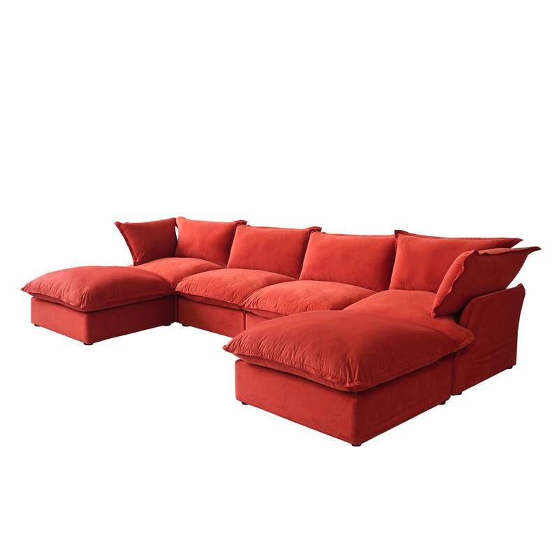 U Shape Couch Sectional for Living Room, Convertible Sectional Sofa, Modular Sectional Couch with Ottomans for Living Room