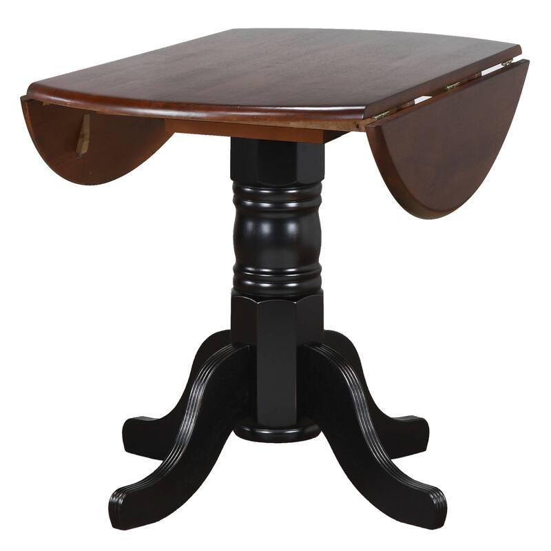 Round Extendable Dining Set - 42" Solid Wood Table & 2 Retro Chairs