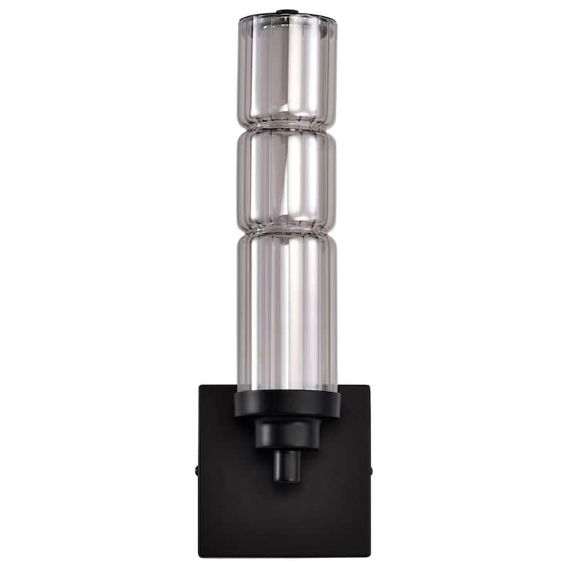 Evander LED Wall Sconce Matte Black Finish Smoked Glass - Matte Black