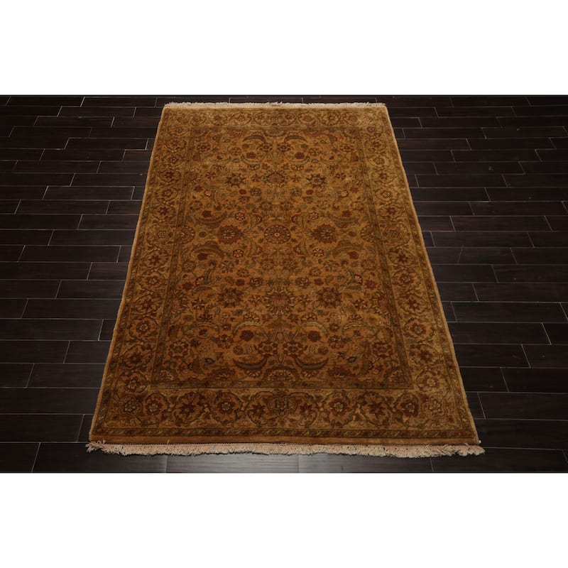 5'11''x9'8'' Hand Knotted New Zealand Wool Caramel Agra Plush Pile Botanical Wash Rug - 5' 11'' x 9' 8''
