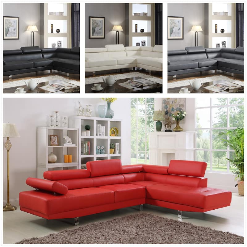 GTU Furniture L Shape Faux Leather Living Room Sectional Sofa Set with Right Facing Chaise