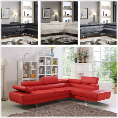GTU Furniture L Shape Faux Leather Living Room Sectional Sofa Set with Right Facing Chaise