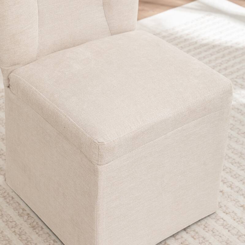 2-Piece Linen Dining Chairs, Modern Fabric Side Chairs,with Padded Seat and Backrest, Upholstered Armless Chairs