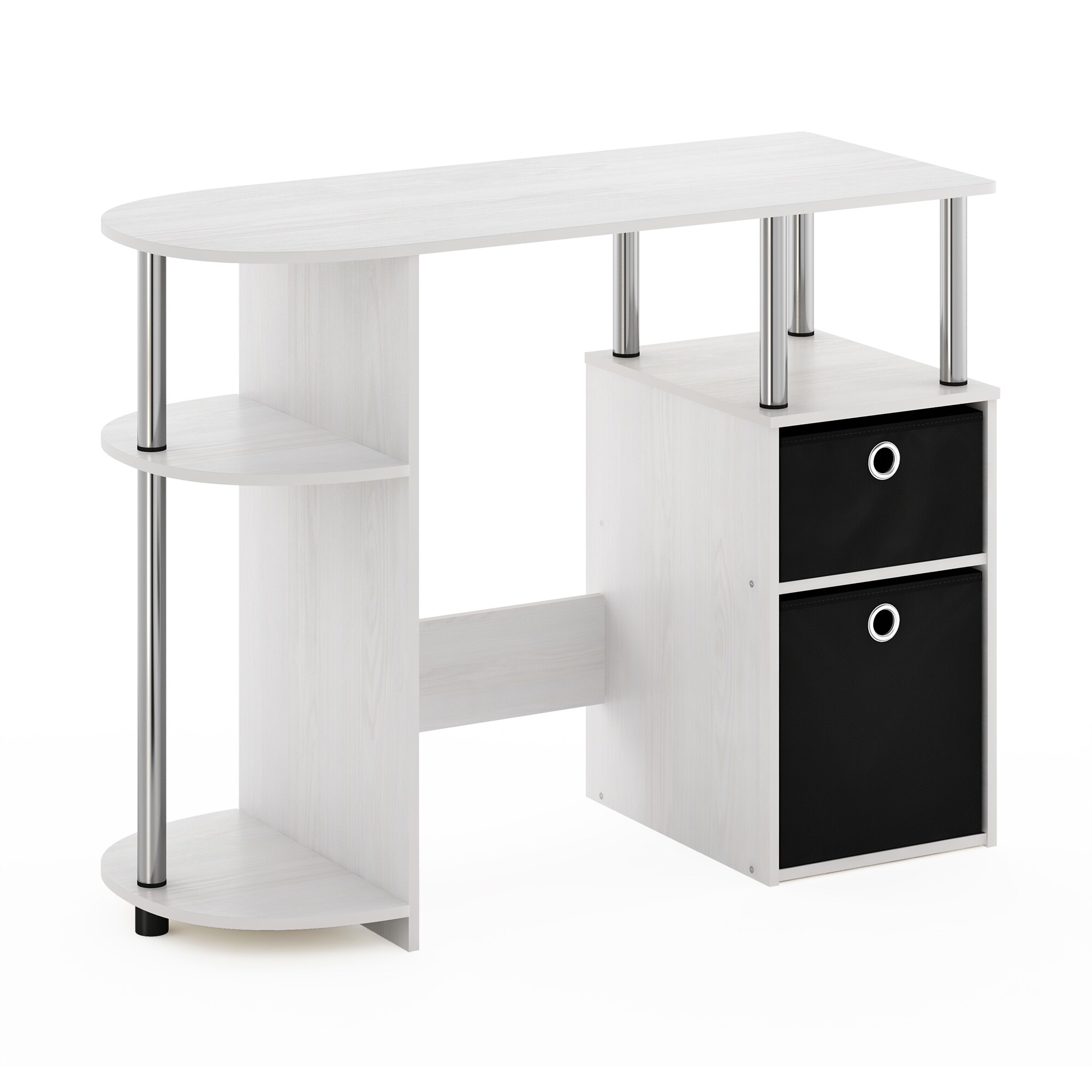 Furinno Furinno 15111 JAYA Simplistic Computer Study Desk With Bin Drawers, Columbia Walnut/Black/Dark Brown