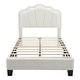 preview thumbnail 19 of 48, Twin/Full Size Upholstered Bed Frame with Flower Shaped Headboard, Elegant Platform Bed with Wooden Slats Support & LED Light