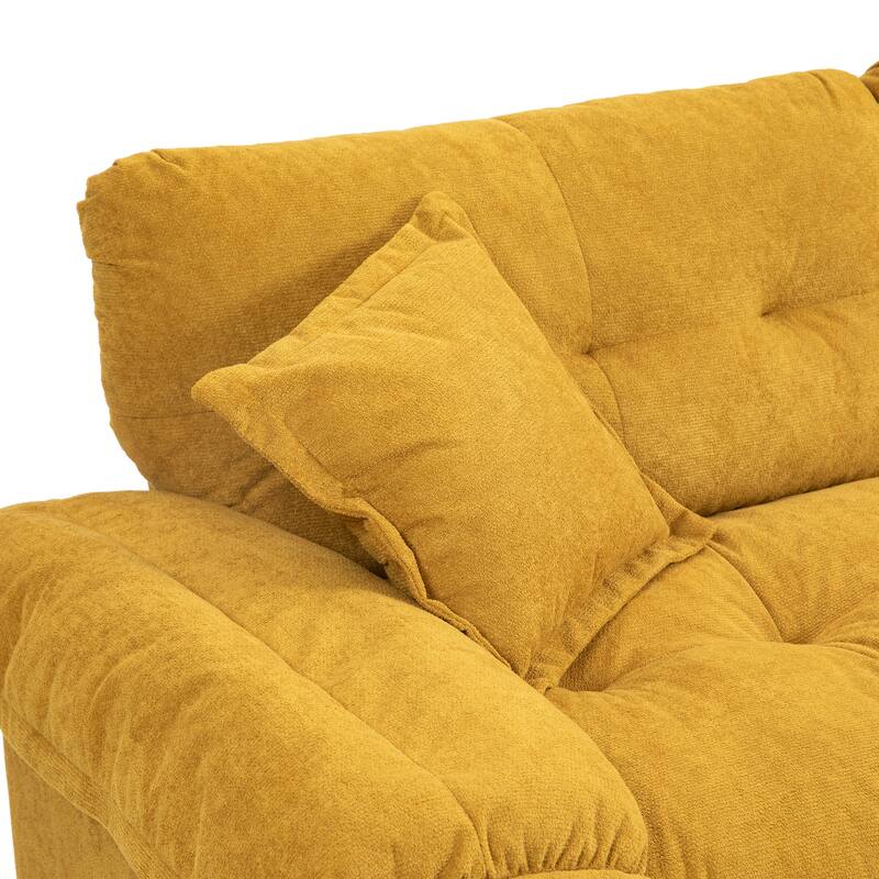 Luxurious 84" Chenille Fabric Recliner Sofa with Memory Foam and 2 Throw Pillows for Small Spaces