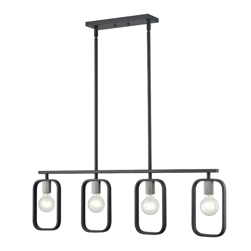 Dylan 39-inch Wide 4-Light Linear Chandelier in Matte Black - Matte Black - 39-inch
