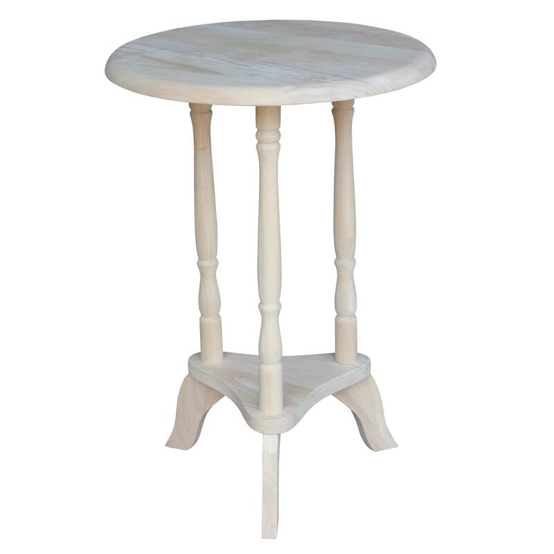 Round Unfinished Solid Parawood Plant Table