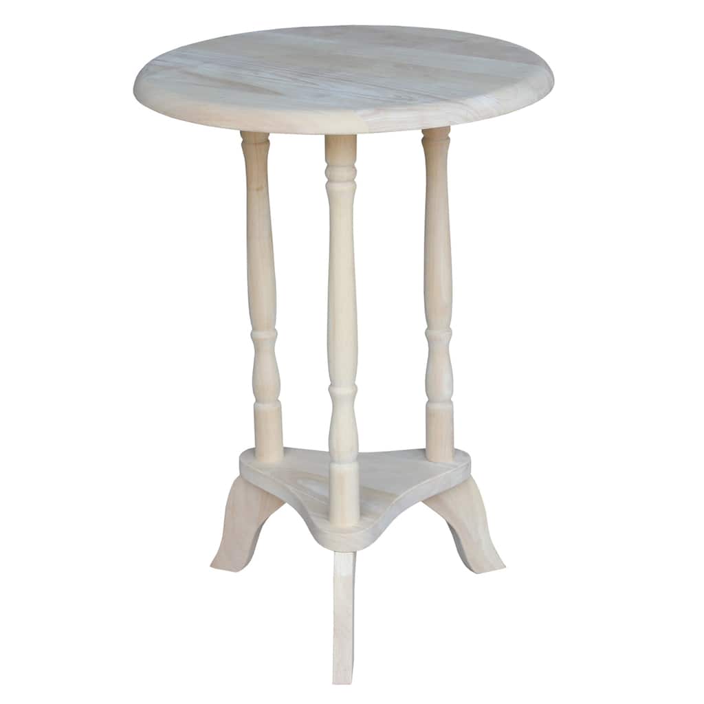 Round Unfinished Solid Parawood Plant Table