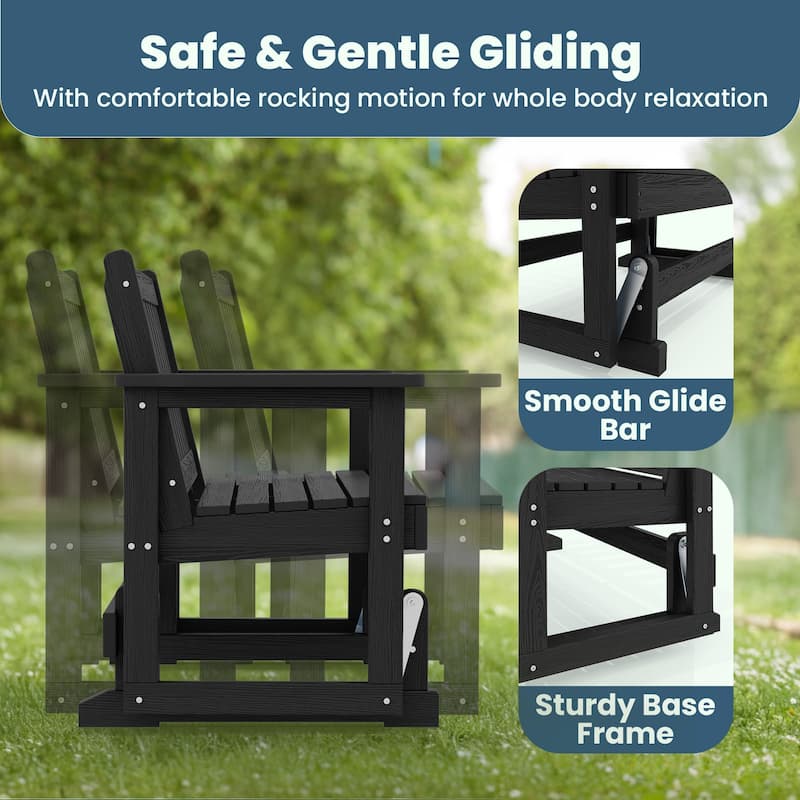 Outdoor Patio HDPE Glider Bench, Garden Rocking Bench