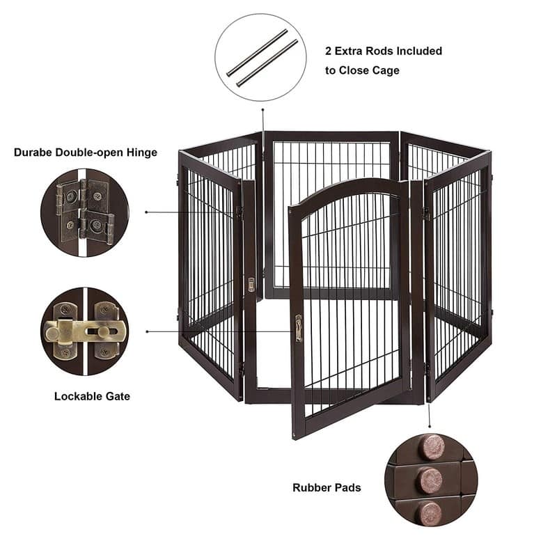 Unipaws Pet Playpen for Dogs, Freestanding 6 Panels Dog Gate