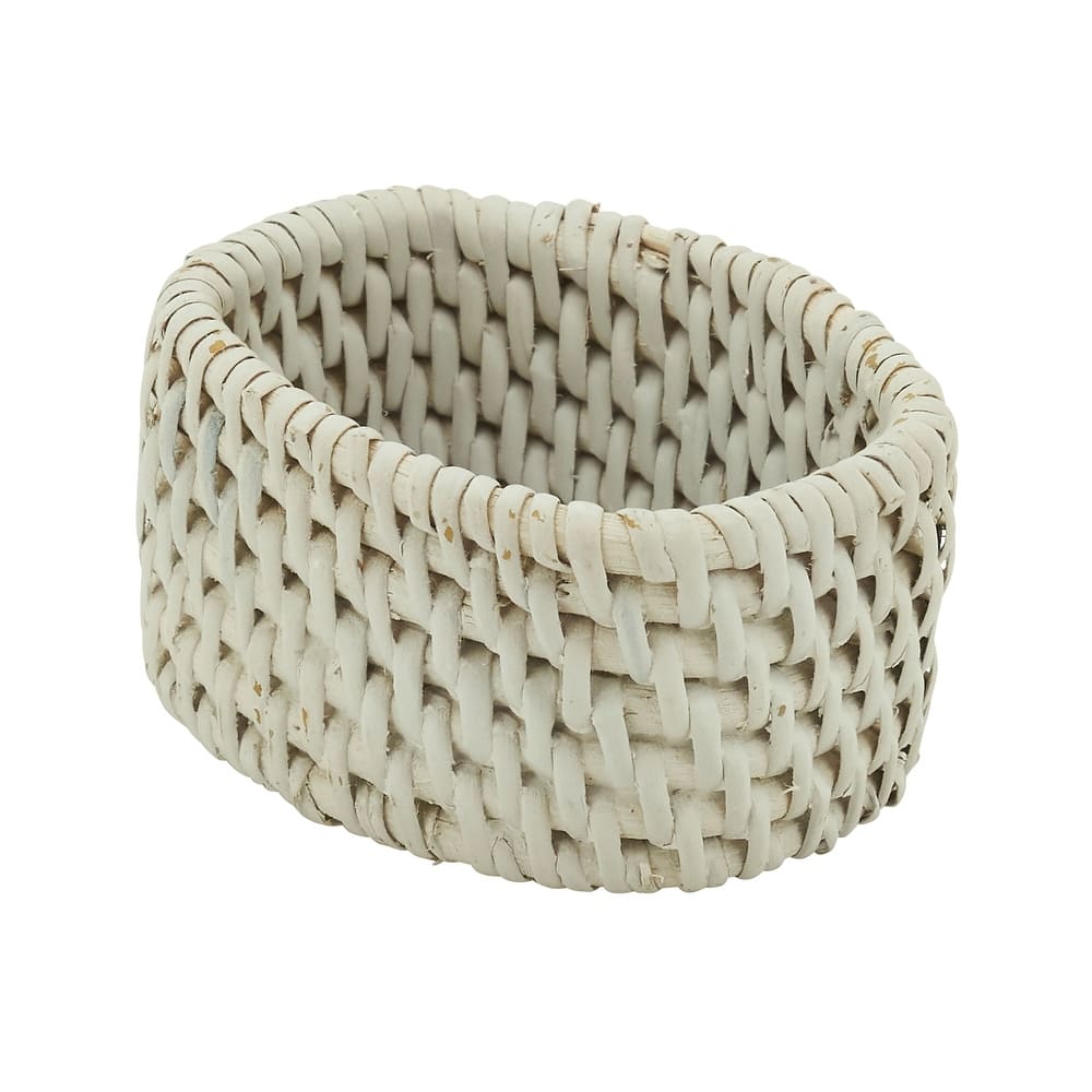 Woven Design Rattan Napkin Rings (Set of 4)