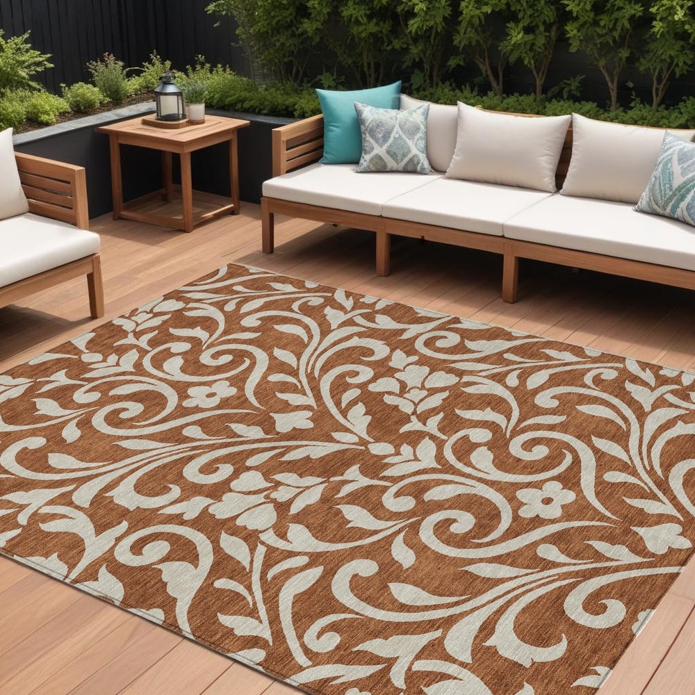 HomeRoots Floral Transitional Rectangle Outdoor Rug