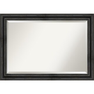 Beveled Wood Wall Mirror - Rustic Pine Black Frame