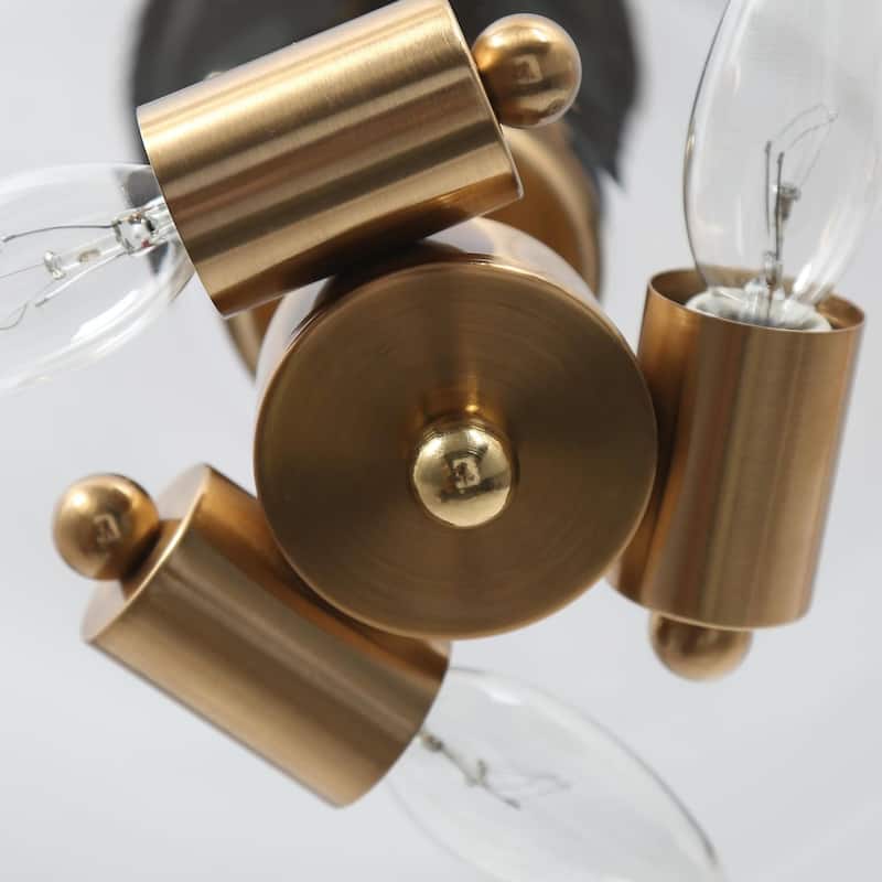 Zelena Modern Farmhouse 3-Light Black Gold Bowl Glass Semi-Flush Mount Kitchen Ceiling Light