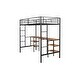 preview thumbnail 9 of 13, Black Twin Size Metal Loft Bed with Table, Shelves, Heavy-duty Sturdy Metal, Built-in Table, Safety Guardrail