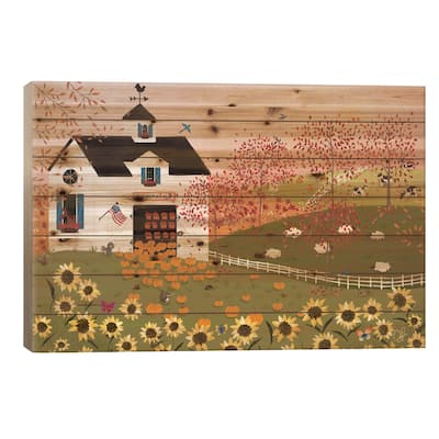 Folk Art Fusion IV Print On Wood by Joy Laforme - Multi-Color