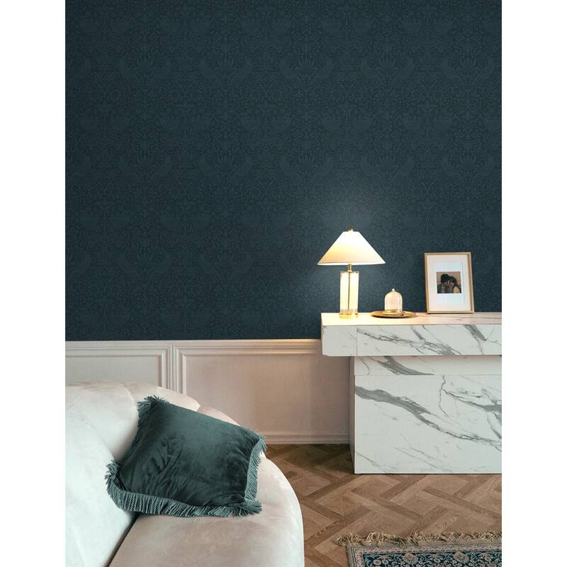 Seabrook Designs Tonal Bird Garden Prepasted Wallpaper