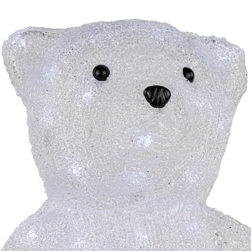 LED Lighted Commercial Grade Acrylic Polar Bear Outdoor Christmas Decoration - 16.5" - Pure White Lights - Clear